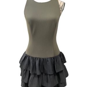RACHEL Rachel Roy Dark Green Black‎ with Glitter Dress Tiered Ruffles Size 6